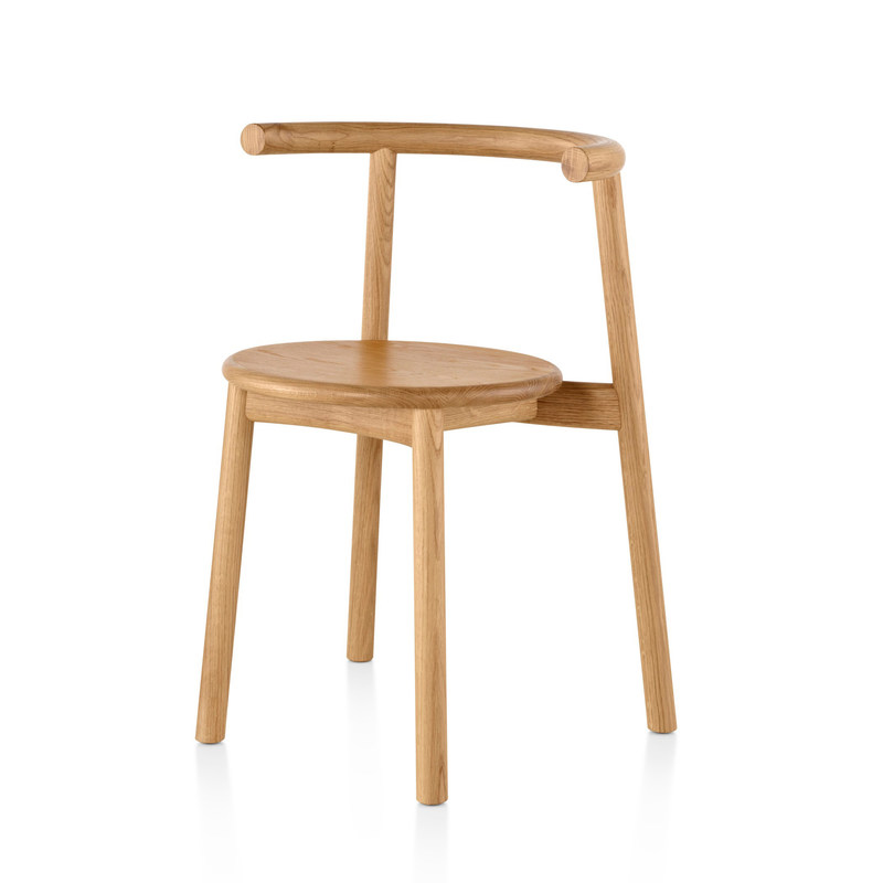 Accueil Meubles de salon nordique Chaise à manger en bois massif avec dossier et finition nitrolacque