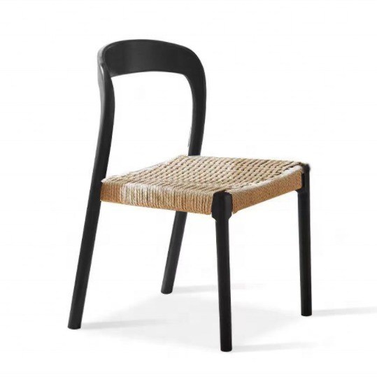 Chaise de bureau avec chaise de salle à manger de style traditionnel avec siège tissé à la corde et bois massif