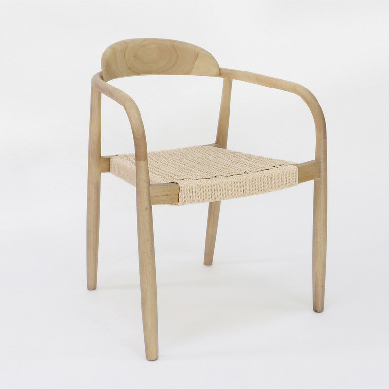 W55*D54*H76CM Meubles de maison de design moderne Chaise à manger en bois massif tissée à la main