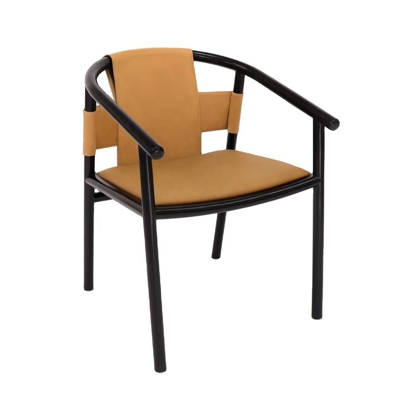 Style de design moderne Cadre en bois Monture marron Monture en cuir Meubles de salle à manger Lounge de loisirs Accent Chaises à bras