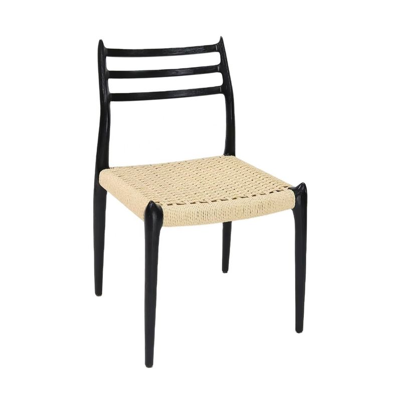 Chaise en bois massif sans bras Comfort Salle à manger Salle de séjour Chaise en corde Meubles sans pliage