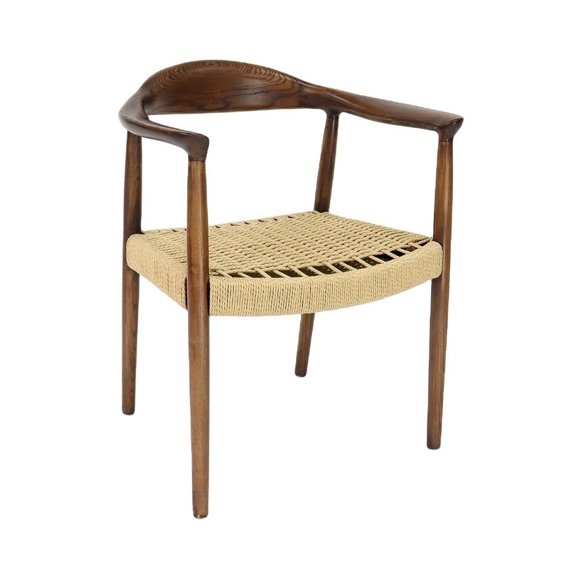 Chaise à bras Kennedy personnalisée, style nordique moderne, président en bois massif, chaise à manger pour restaurant et café