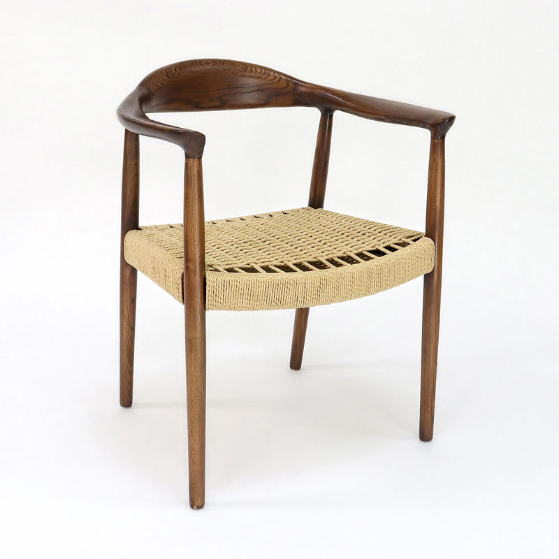 Chaise de salle à manger en bois massif pour restaurant Cendre de cordon tissée à la main/cadre en bois de caoutchouc Simplicité Meubles pour la maison