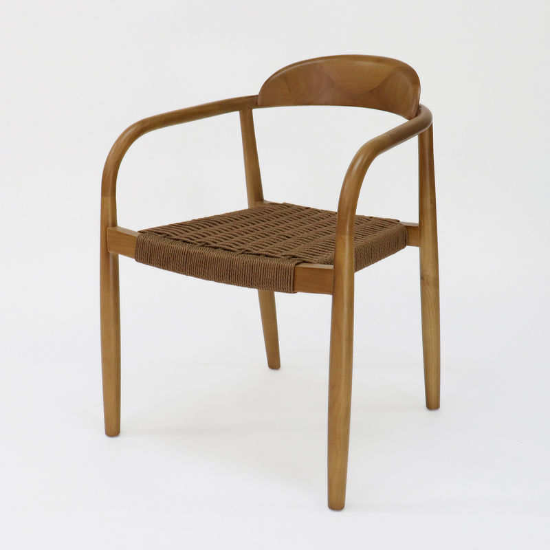 Chaise de salle à manger spécifique en bois massif tissé naturel moderne pour restaurant